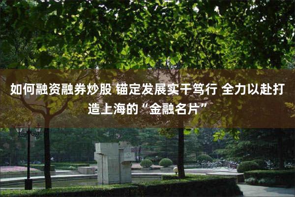 如何融资融券炒股 锚定发展实干笃行 全力以赴打造上海的“金融名片”