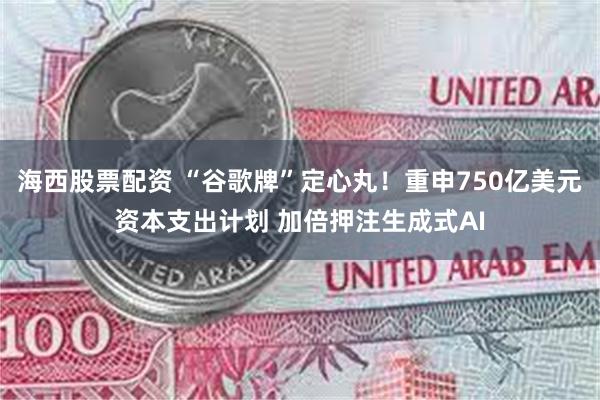 海西股票配资 “谷歌牌”定心丸！重申750亿美元资本支出计划 加倍押注生成式AI