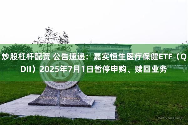 炒股杠杆配资 公告速递：嘉实恒生医疗保健ETF（QDII）2025年7月1日暂停申购、赎回业务