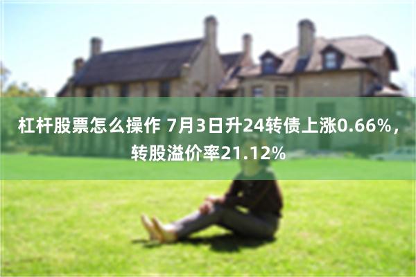 杠杆股票怎么操作 7月3日升24转债上涨0.66%，转股溢价率21.12%